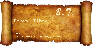 Bakcsi Tibor névjegykártya